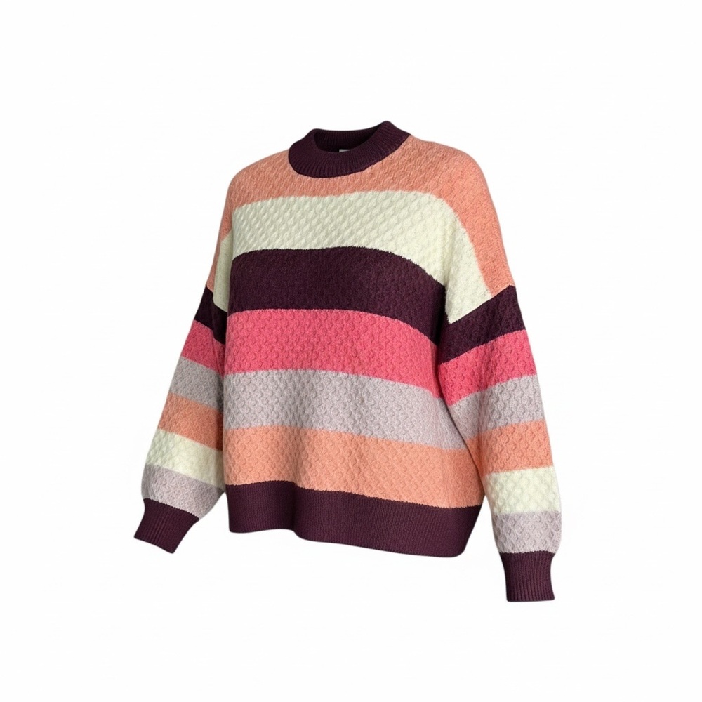 Colorful Striped Women's Crew Neck Sweater
